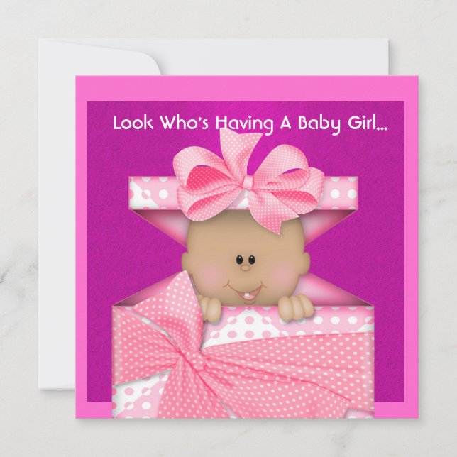 INVITATION AU BABY SHOWER DES FILLES AMÉRICAINES (Devant)