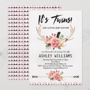 Invitation au Baby shower des jeunes filles de Boh