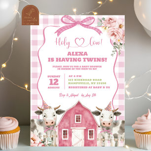 Invitation au Baby shower des jumeaux de la Vache 