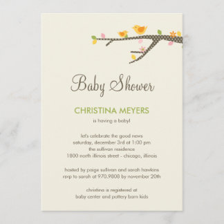 Invitation au Baby shower des oiseaux doués