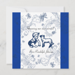 Invitation au Baby shower des papillons bleus