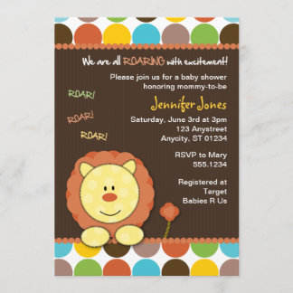 Invitation au Baby shower des points de lion rugis