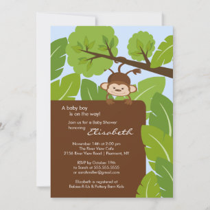 Invitation au Baby shower des singes de la jungle