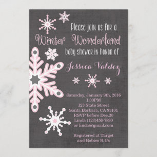 Invitation au Baby shower des Snowflakes roses