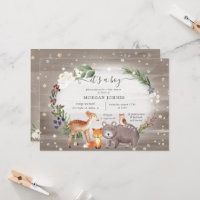Invitation au Baby shower d'étincelles forestières