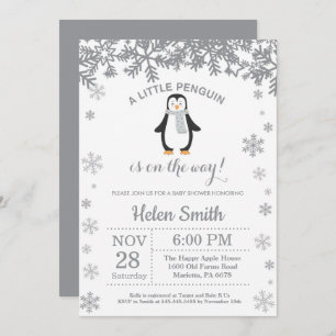 Invitation au Baby shower d'hiver de Penguin