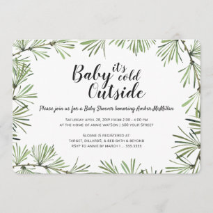 Invitation au Baby shower d'hiver de Pine Needles
