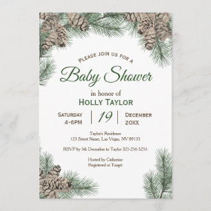 Invitation au Baby shower d'hiver de Pinecones