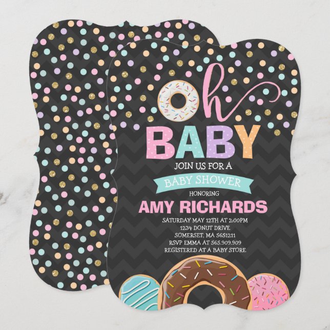 Invitation au Baby shower Donut Ne Sprinkle Douche (Devant / Derrière)