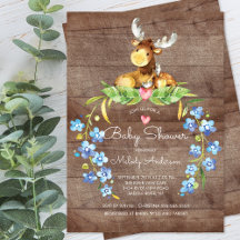 Invitation au Baby shower d'orignal rustique