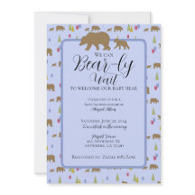 Invitation au Baby shower d'ours pour bébés garçon