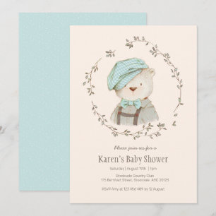 Invitation au Baby shower d'ours Vintage