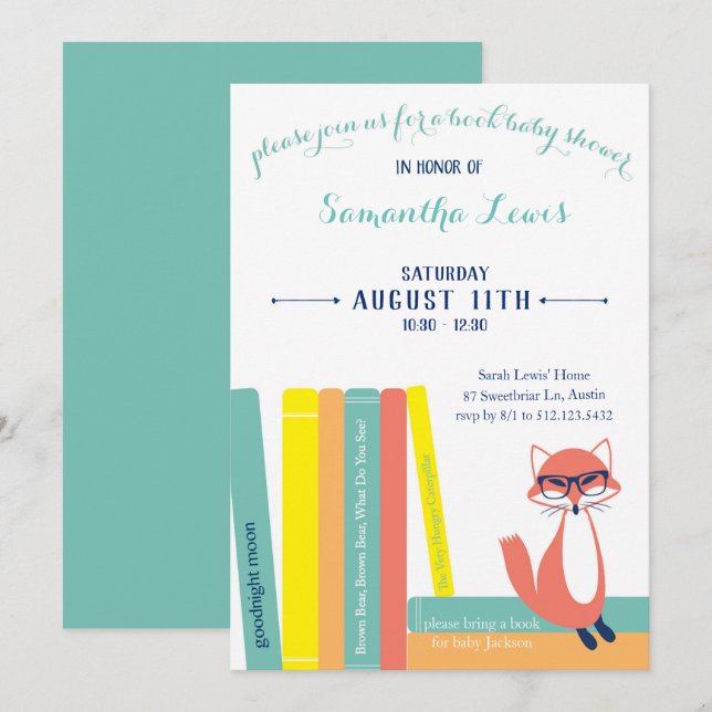 Invitation au Baby shower du livre Woodland (Devant / Derrière)