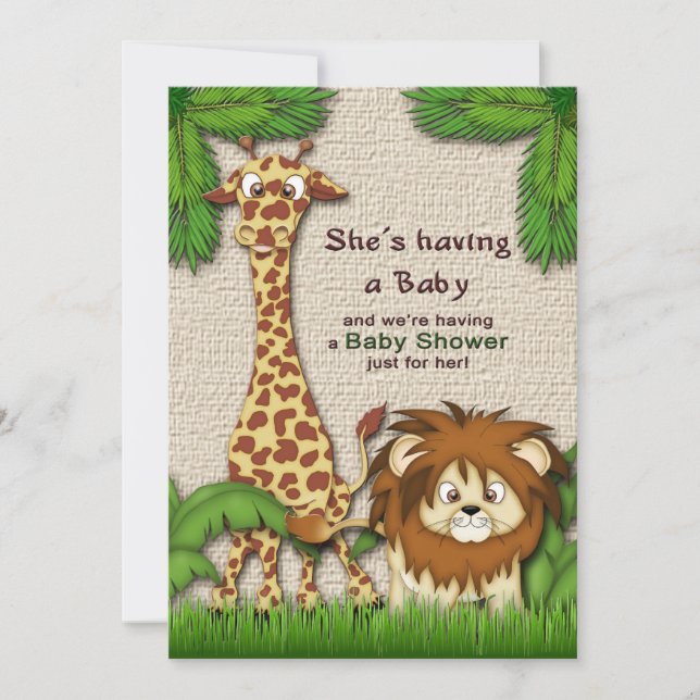 Invitation au Baby shower du Royaume animal (Devant)