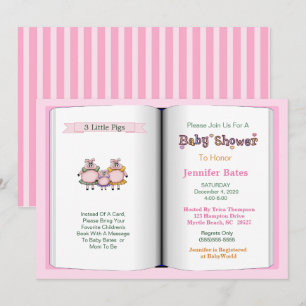 Invitation au Baby shower du thème du livre (Fille