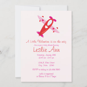 Invitation au Baby shower d'un avion de Valentine