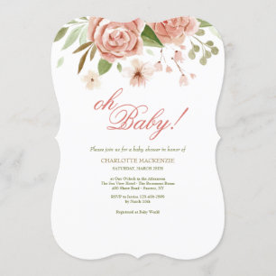Invitation au Baby shower Dusty Rose