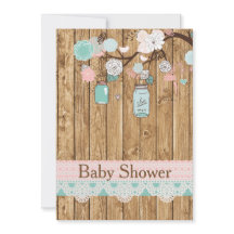 Invitation au Baby shower en bois rustique et dent