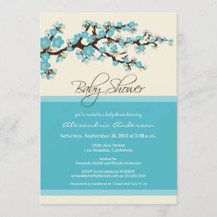 Invitation au Baby shower en fleurs de cerisiers (