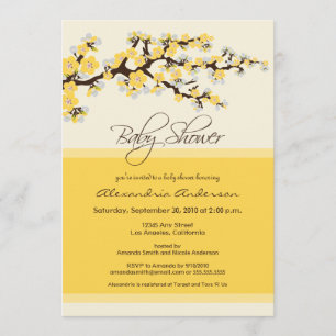 Invitation au Baby shower en fleurs de cerisiers (