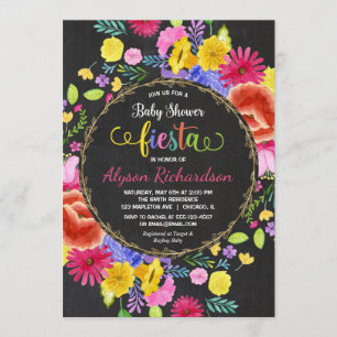 Invitation au baby shower fiesta, aquarelles flora