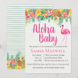 Invitation au Baby shower Flamant rose rose Luau
