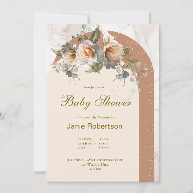 Invitation au Baby shower floral (Devant)