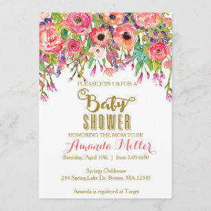 Invitation au Baby shower floral