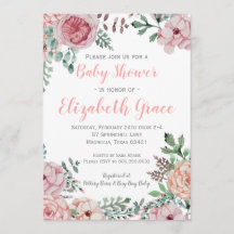Invitation au Baby shower floral