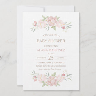 Invitation au Baby shower floral
