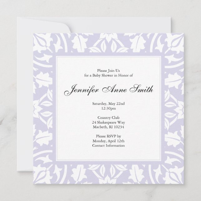 Invitation au Baby shower floral - Baby Lilac (Devant)