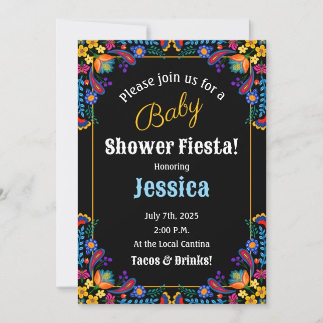 Invitation au Baby shower Floral de Fiesta mexicai (Devant)