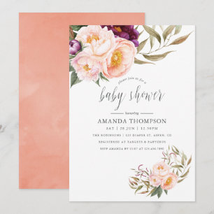 Invitation au Baby shower floral de Pêche et Bourg