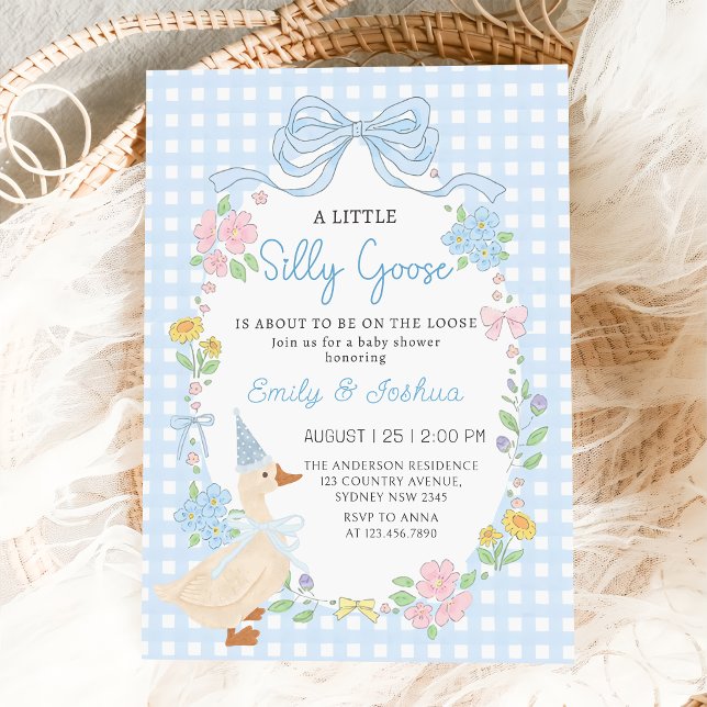 Invitation au Baby shower floral d'oie soie (Créateur téléchargé)