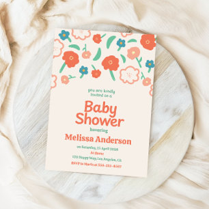 Invitation au Baby shower floral lunaire pour fill