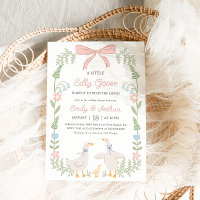 Invitation au Baby shower floral rose d'oie soie