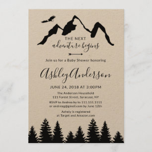 Invitation au Baby shower forestier des Montagnes 