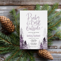Invitation au Baby shower forestier d'hiver
