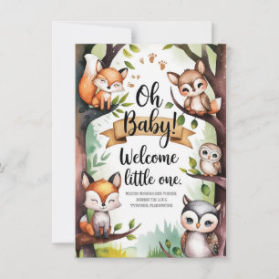 Invitation au Baby shower forestier non sexiste
