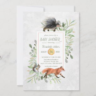 Invitation au Baby shower forestier vert