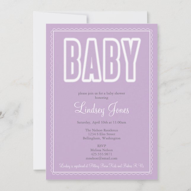 Invitation au Baby shower frontalier lourd (Devant)