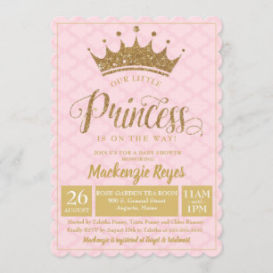 Invitation au Baby shower Gold de la petite prince
