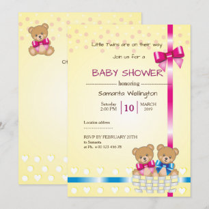 invitation au baby shower, il y a des jumeaux