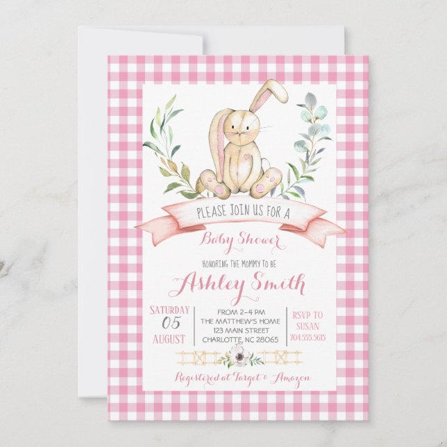 invitation au baby shower lapin (Devant)