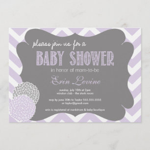 Invitation au Baby shower Lavender Chic Chevron