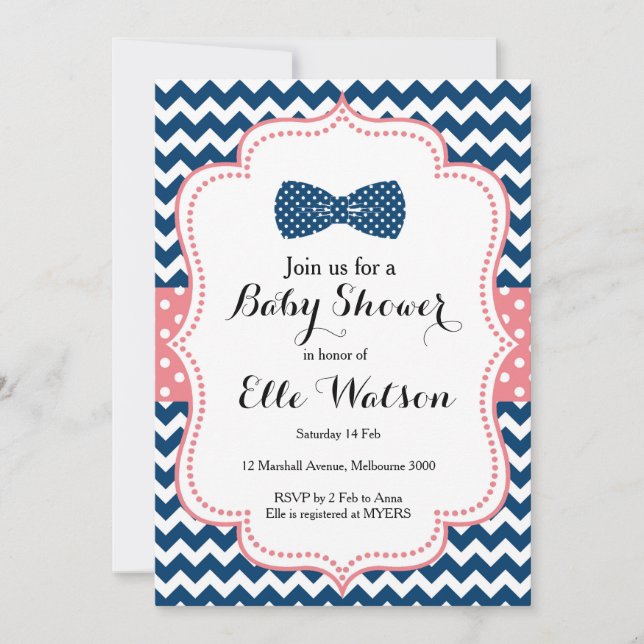 Invitation au Baby shower Little Man (Devant)
