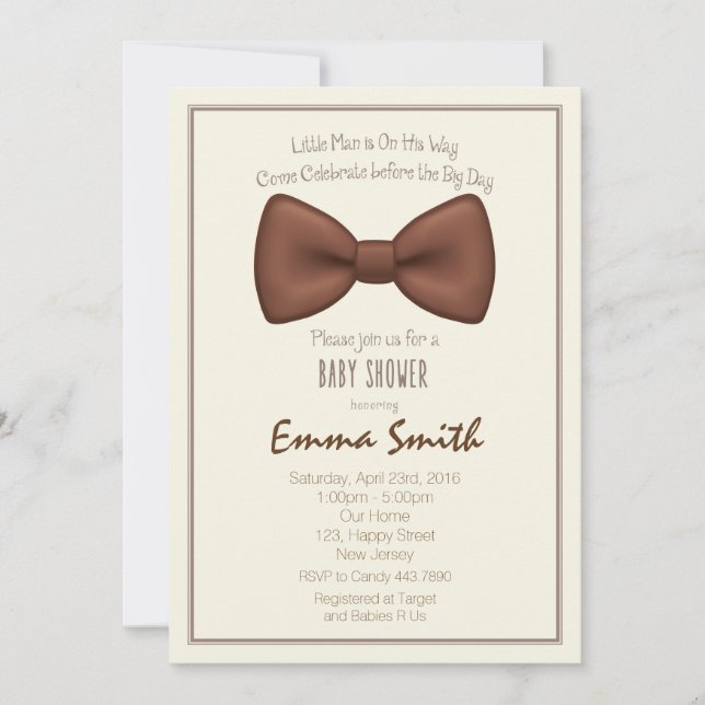 Invitation au Baby shower Little Man (Devant)