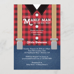 Invitation au Baby shower Little Man, bûcheron