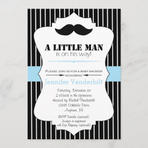 Invitation au Baby shower Little Man Mustache