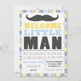 Invitation au Baby shower Little Man Mustache